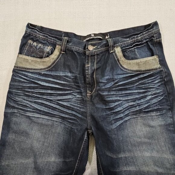 District 81 Clothing Jeans Men's Size 44x26 Flap Pocket Embroidery Hip Hop - Picture 8 of 14